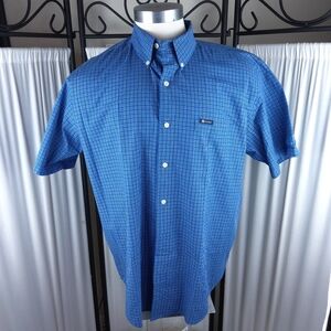 Chaps Easy Care Short Sleeve Casual Button Down Shirt, Blue Striped, Men's XL